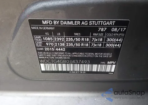 2018 Mercedes-Benz Gla 250 4Matic z USA, uszkodzony, nr VIN WDCTG4GB0JJ437493